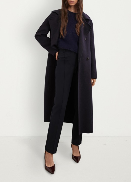 Reiss Norla high waist tapered fit pantalon met paspelzakken - voorkant 2 donkerblauw