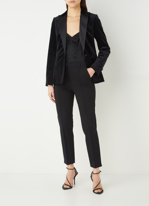 Reiss Opal blazer van fluweel met paspelzakken  - voorkant 4 zwart