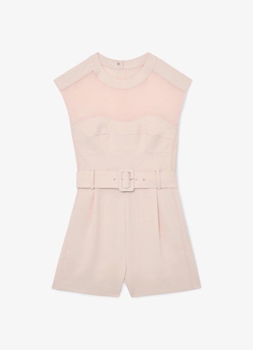 Reiss Ora straight fit playsuit met ceintuur - voorkant 2 roze