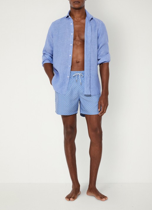 Reiss Orient zwemshort met grafische print  - voorkant 2 blauw