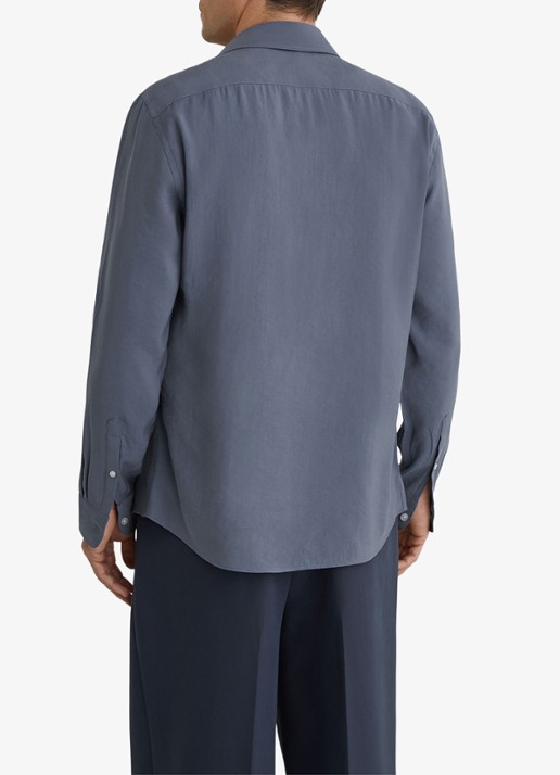 Reiss Oscar regular fit overhemd - achterkant blauwgrijs