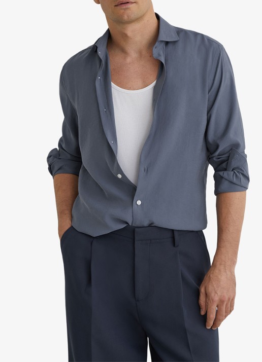 Reiss Oscar regular fit overhemd - detail 4 blauwgrijs