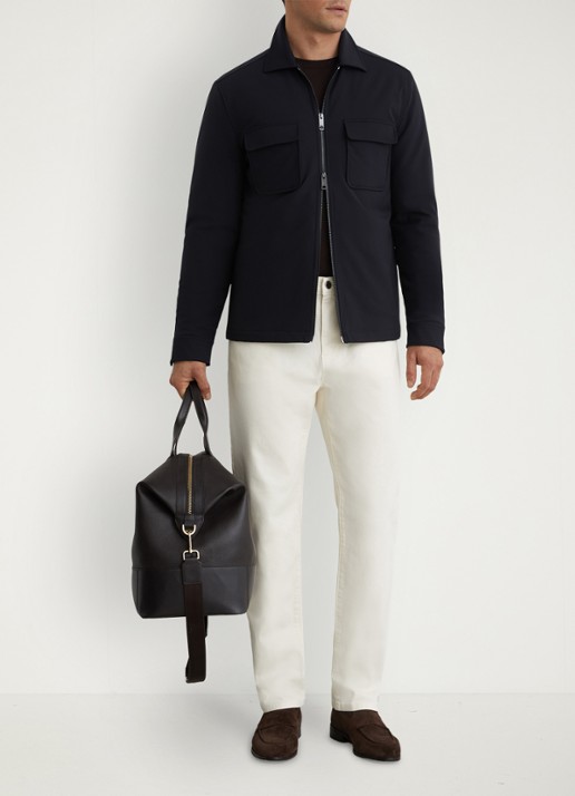 Reiss Oshei overshirt met borstzakken - voorkant 5 donkerblauw