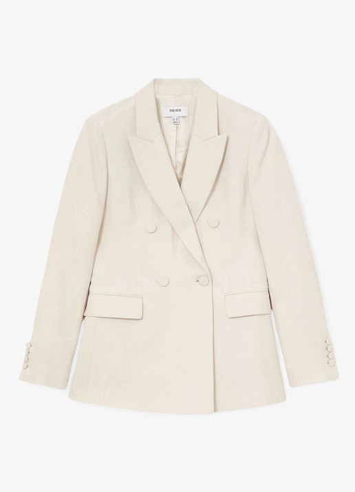 Reiss Ottie double-breasted blazer met klepzakken - voorkant wit