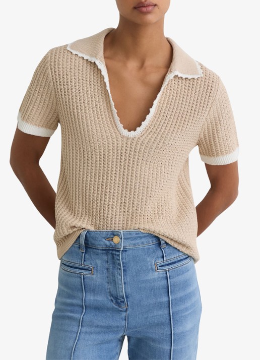 Reiss Ottilie grofgebreide top in linnenblend