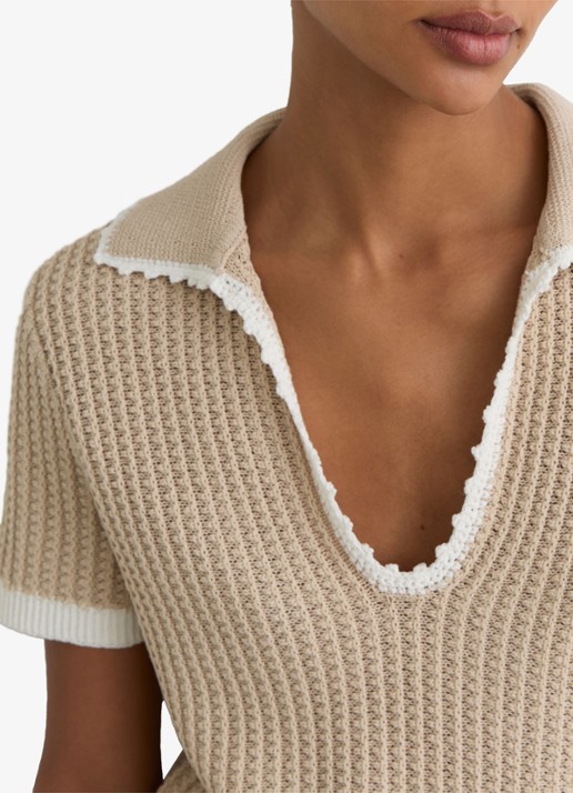 Reiss Ottilie grofgebreide top in linnenblend - detail 3 beige