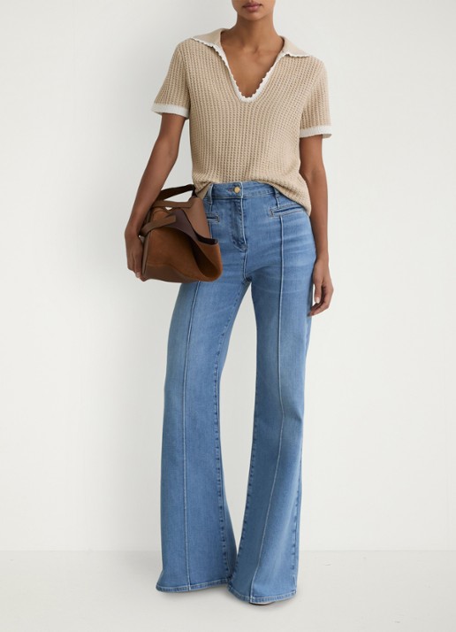 Reiss Ottilie grofgebreide top in linnenblend - voorkant 6 beige