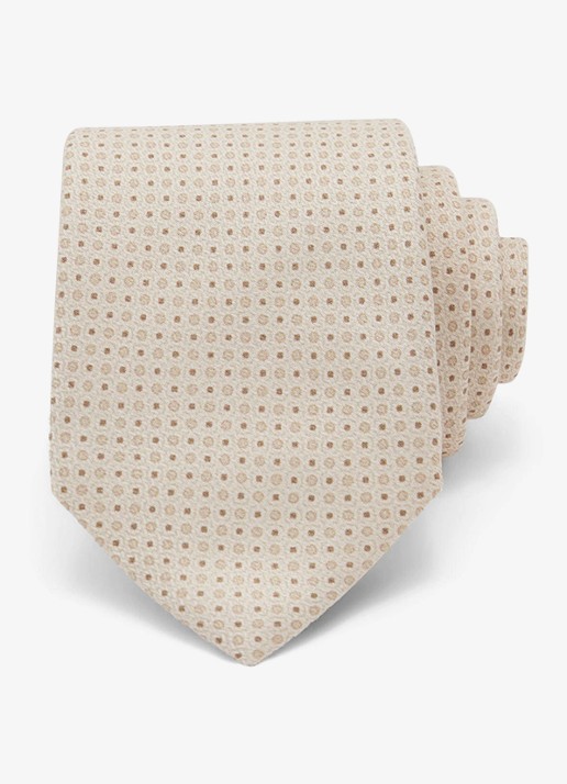Reiss Ovale stropdas van zijde met print - voorkant 6 gebroken wit