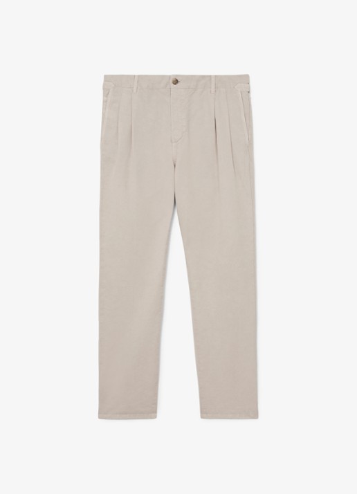 Reiss Pablo tapered fit pantalon in linnenblend - voorkant 4 stone / beige