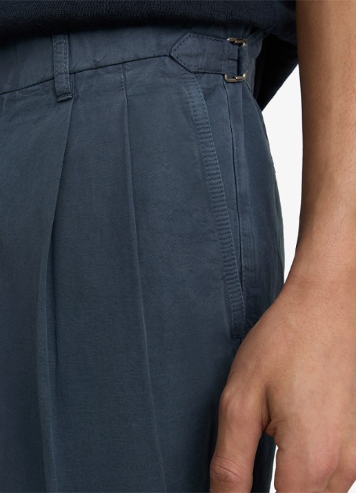 Reiss Pablo tapered fit pantalon in linnenblend - detail 5 airforce blue / blauw