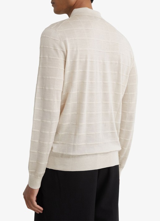 Reiss Pallas fijngebreide trui in wolblend met polokraag - achterkant ecru / beige