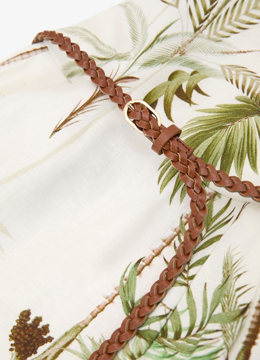Reiss Palma midi jurk van linnen met print - detail 5 ivoor