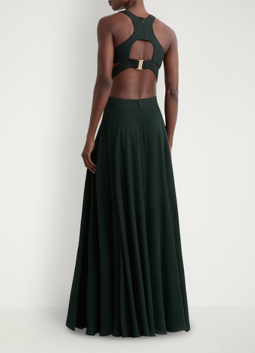 Reiss Paloma maxi jurk met cut out detail  - achterkant groen