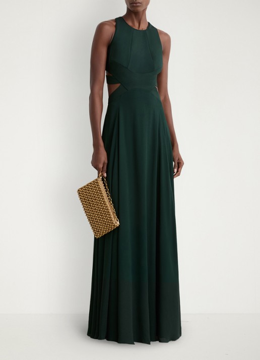 Reiss Paloma maxi jurk met cut out detail  - voorkant 7 groen