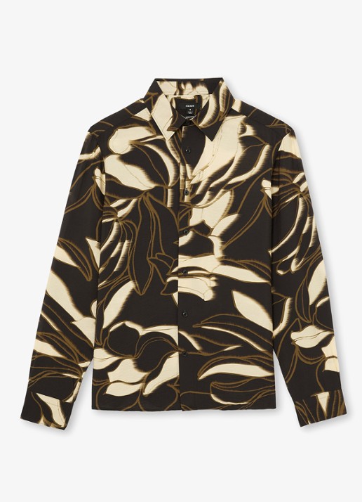 Reiss Paloma overhemd met grafische print  - voorkant black / zwart