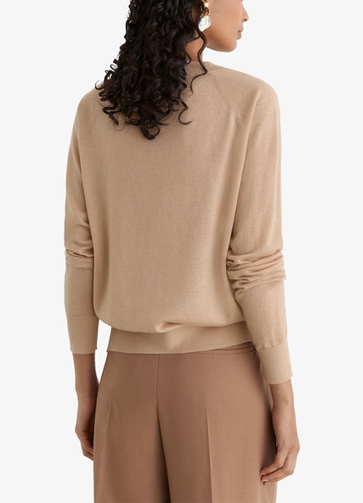 Reiss Paris fijngebreide pullover in merino wolblend - achterkant 3 camel