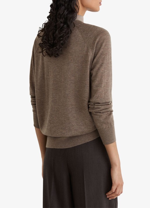 Reiss Paris fijngebreide pullover in merino wolblend - achterkant 5 zand