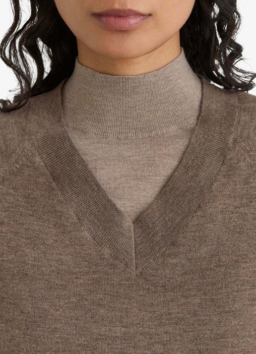 Reiss Paris fijngebreide pullover in merino wolblend - detail 3 zand