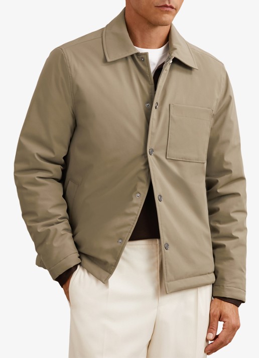 Reiss Parker gewatteerd regular fit overhemd met borstzak - detail 2 olijfgroen