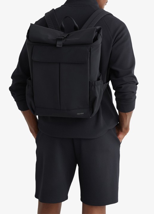 Reiss Pascal Technical Roll-Top rugzak met logo - voorkant 2 navy / blauw
