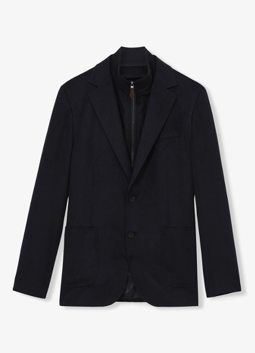 Reiss Patch single breasted colbert in wolblend - voorkant 5 donkerblauw