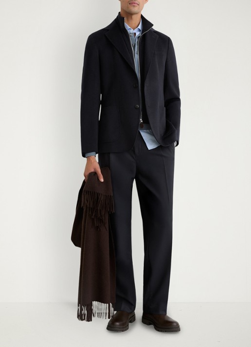 Reiss Patch single breasted colbert in wolblend - voorkant 6 donkerblauw