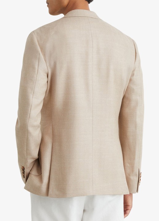 Reiss Pelmet regular fit colbert in wolblend met opgestikte zakken - achterkant 7 oatmeal / beige