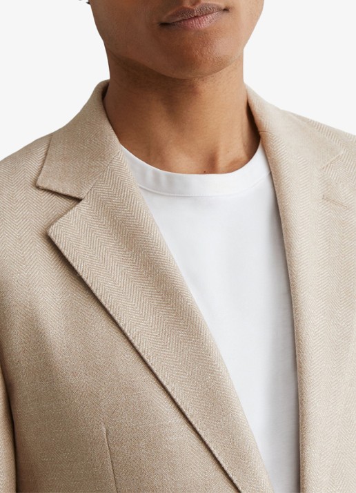 Reiss Pelmet regular fit colbert in wolblend met opgestikte zakken - detail 4 oatmeal / beige