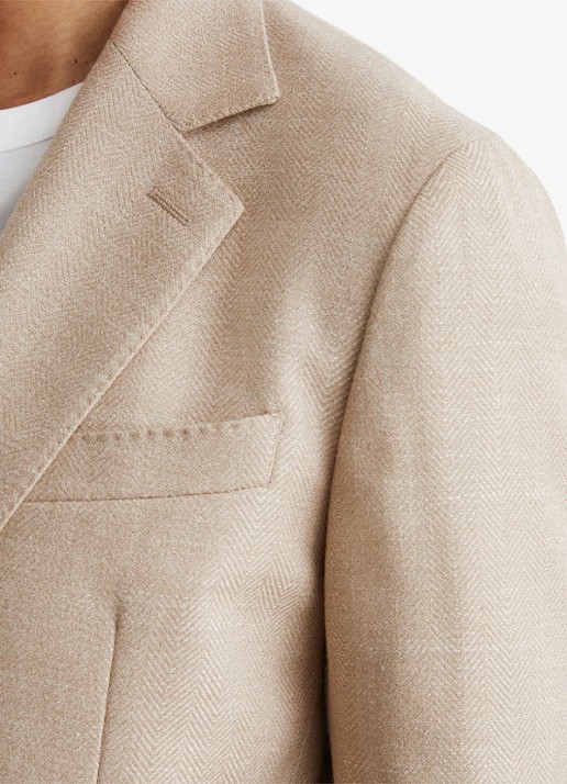 Reiss Pelmet regular fit colbert in wolblend met opgestikte zakken - detail 5 oatmeal / beige