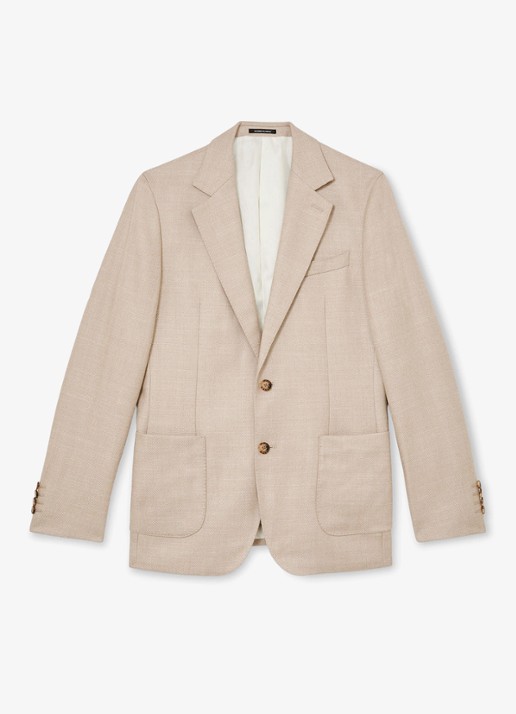 Reiss Pelmet regular fit colbert in wolblend met opgestikte zakken - voorkant oatmeal / beige