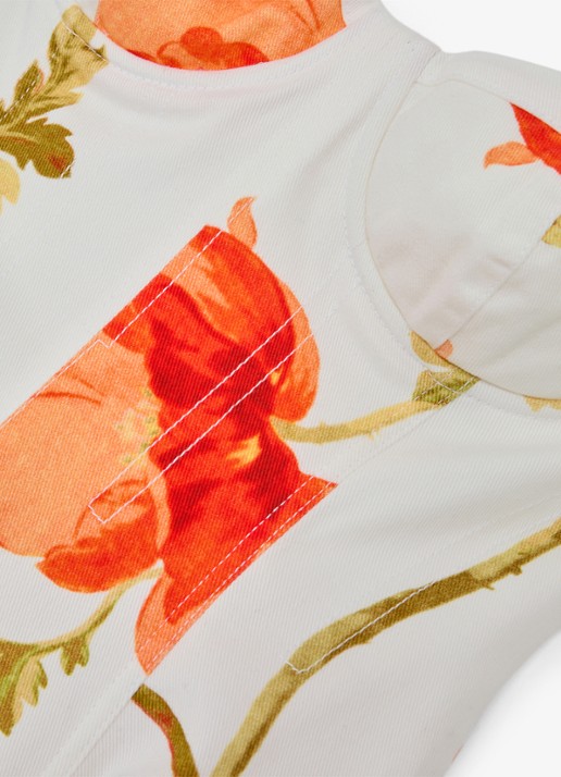 Reiss Penelope midi jurk met steekzakken en bloemenprint - detail 6 creme