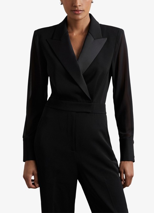 Reiss Perla jumpsuit met kraag  - detail 4 zwart