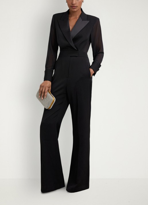 Reiss Perla jumpsuit met kraag  - voorkant 2 zwart