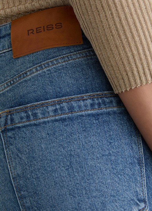 Reiss Petit Aubrey high waist straight leg jeans met medium wassing - detail 5 indigo