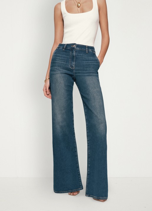 Reiss Petite Addie high waist wide leg jeans met steekzakken