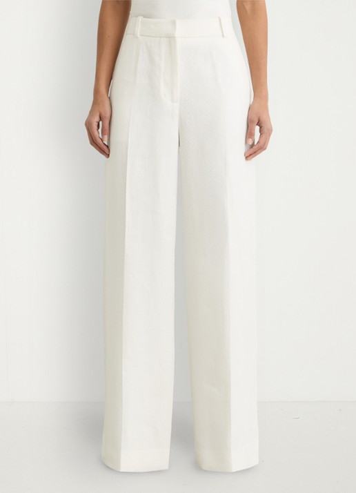 Reiss Petite Alyx high waist wide fit pantalon in linnenblend