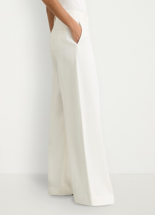 Reiss Petite Alyx high waist wide fit pantalon in linnenblend - detail 6 wit