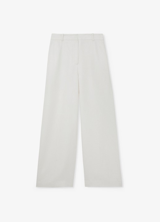 Reiss Petite Alyx high waist wide fit pantalon in linnenblend - voorkant 2 wit
