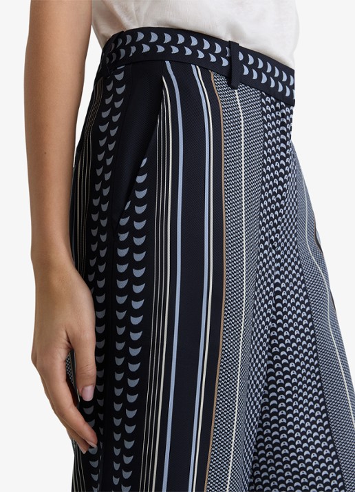 Reiss Petite Anna high waist wide fit pantalon met print - detail 5 donkerblauw