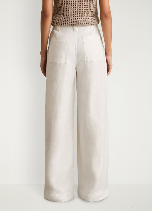 Reiss Petite Ashby high waist loose fit pantalon met steekzakken - achterkant 6 wit