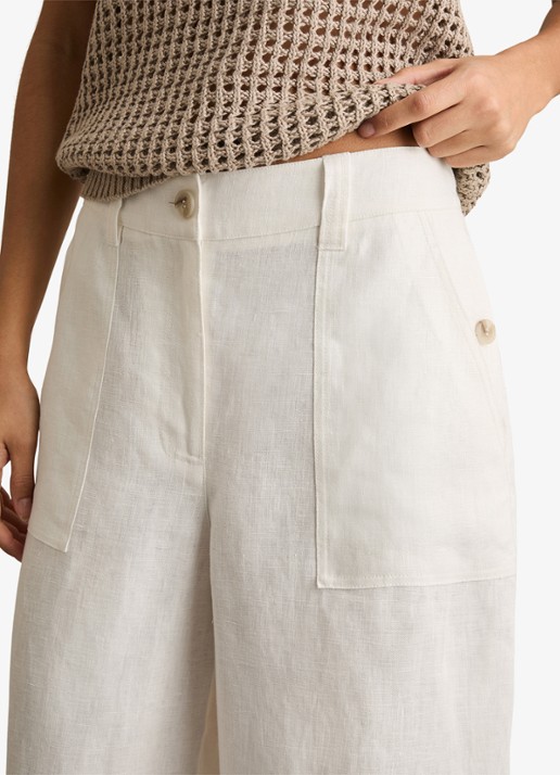 Reiss Petite Ashby high waist loose fit pantalon met steekzakken - detail 4 wit