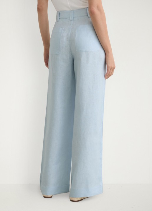 Reiss Petite Ashby high waist loose fit pantalon met steekzakken - achterkant blauw