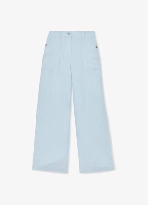 Reiss Petite Ashby high waist loose fit pantalon met steekzakken - voorkant 6 blauw