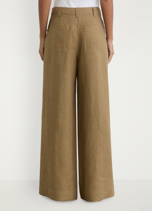 Reiss Petite Ashby high waist loose fit pantalon met steekzakken - achterkant 8 khaki