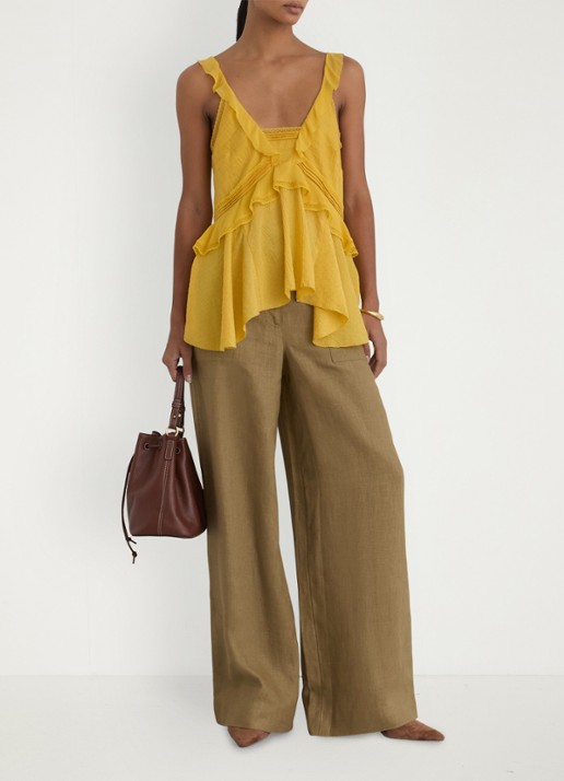 Reiss Petite Ashby high waist loose fit pantalon met steekzakken - detail 4 khaki