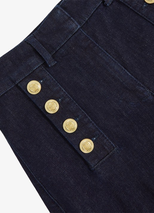 Reiss Petite Athena high wasit flared jeans met sierknopen - detail 6 indigo