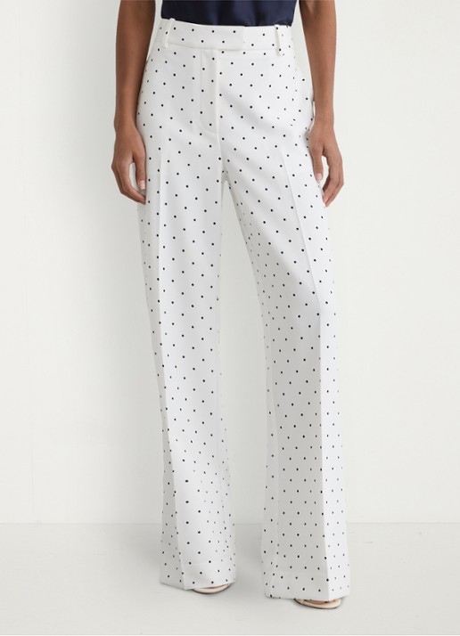Reiss Petite Beatrix high waist wide fit pantalon met stippenprint