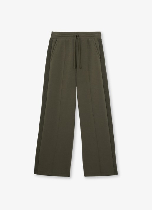 Reiss Petite Bella high waist wide fit joggingbroek met steekzakken - voorkant 2 khaki
