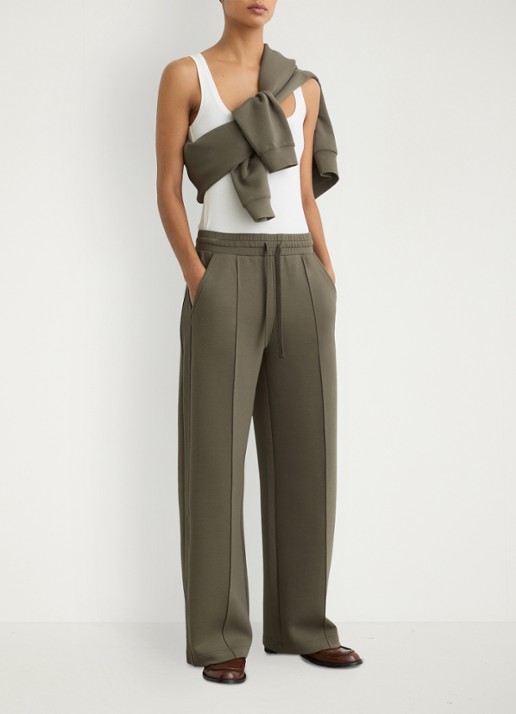 Reiss Petite Bella high waist wide fit joggingbroek met steekzakken - voorkant 3 khaki