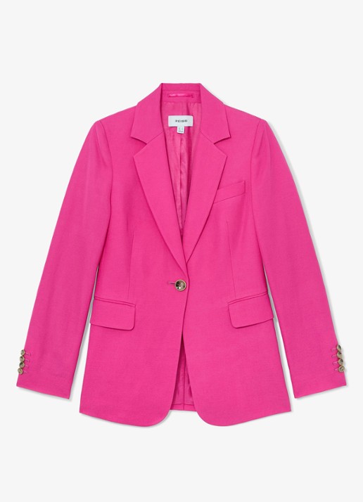 Reiss Petite Charli regular fit blazer in linnenblend - voorkant oudroze
